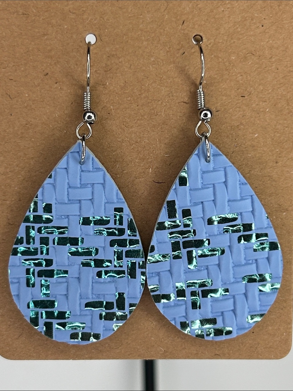 *LAST SET* Mini Blue Faux Leather Dangle Earrings Fashion Jewelry